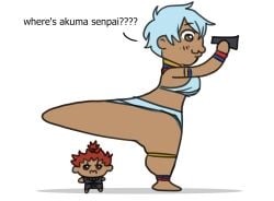 1girls akuma ass binoculars chibi dark-skinned_female dark-skinned_male dark_skin elena_(street_fighter) funny gigantic_ass huge_ass meme solo_focus street_fighter street_fighter_6 street_fighter_iii wallace_pires