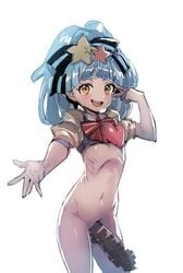 1futa :d blue_hair bottomless bow_(bhp) censored cowboy_shot eyebrows_visible_through_hair futa_only futanari hair_ornament hair_ribbon heart heavily_censored hoshikawa_lily hyper large_penis long_hair looking_at_viewer navel open_mouth orange_eyes outstretched_arm oversized_penis penis puffy_short_sleeves puffy_sleeves ribbon short_sleeves simple_background sketch smile solo solo_futa star star_hair_ornament stomach v_over_eye white_background zombie_land_saga