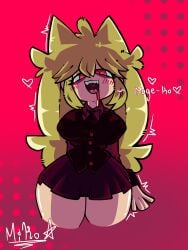 1girls ahe_gao ass big_ass big_breasts blonde_hair breasts female female_only funamusea light-skinned_female light_skin moge-ko mogeko_castle red_eyes solo thick_thighs thighs