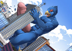 aircraft anthro avian balls big_balls big_penis bird building building_penetration city cum destruction falco_lombardi helicopter humanoid_penis macro male male_only nintendo penis solo star_fox twinkle-sez video_games