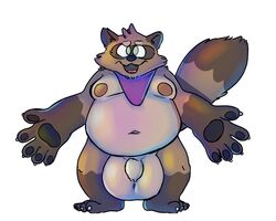 2018 anthro balls belly big_balls canine huge_balls humanoid_hands hyper hyper_balls male male_only mammal moobs navel nipples overweight overweight_male penis simple_background solo tanuki toynuke white_background