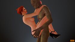 1boy 1girls 3d areolae ass balls breasts duo erect_nipples eye_contact eyeless female heels leg_lock long_fingernails male medium_breasts moira monster monster_cock mouthless naked_footwear naked_heels naked_shoes naked_with_shoes_on nipples orange_hair overwatch penetration penis perky_breasts pussy red_eyes red_hair sex short_hair small_breasts source_filmmaker stand_and_carry_position straight submissive tedd-artwork upright_straddle