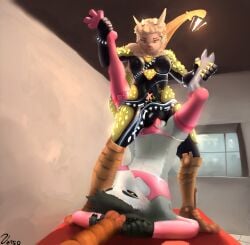 absurd_res amazon_position american_opossum anthro anthro_on_anthro anubis bodily_fluids bondage bondage bound bovid caprine clothed clothing deity digital_media_(artwork) dominant dominant_female dragon duo egyptian_mythology elaine_faucett_(redace83) female female_penetrated fur genital_fluids genitals hi_res latex latex_clothing male male/female male/male male_penetrating male_penetrating_female mammal marsupial middle_eastern_mythology mythological_creature mythological_scalie mythology penetration penile penile_penetration penis pussy reptile roy_(redace83) scalie sex simple_background smile submissive vaginal_penetration vaginal_penetration varso