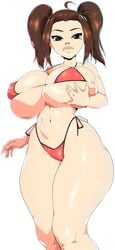 2019 big_breasts bikini breasts dixi-q female female_only mole_under_eye original_character solo solo_female thick_thighs twintails