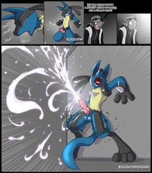 clothes color comic cum darknek0gami interspecies lucario male male_only multiple_males nude penis pokemon pokemon_(species) tagme