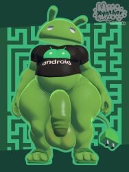 3d android belly big_balls big_penis bugdroid flip_flops green_body lazy_eyes male male_only no_neck shirt solo tail thick_thighs white_eyes wide_hips xyntherartad