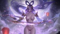 athletic athletic_female big_breasts closed_eyes closed_mouth curvy_figure diana_(league_of_legends) hi_res league_of_legends lunar_goddess_diana pussy richtofen thick_thighs wallpaper