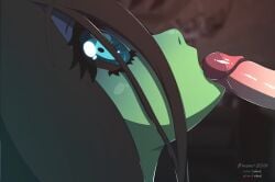 <1_second_video 1boy 1boy1girl 1girls 2019 2d 2d_(artwork) alternate_version_available animated artist_name black_hair black_sclera blue_eyes blurry_background color colored erkerut face_closeup foreplay ghost ghost_girl glowing_eyes green_skin hair_between_eyes licking licking_penis light-skinned_male long_hair loop looping_animation monster monster_girl patreon saliva_on_penis samara_(erkerut) shorter_than_10_seconds tongue tongue_out tonguejob twitter video watermark wet_nightmares