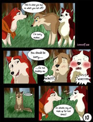 2008 aleu balto balto_(film) comic comic_page feral incest jenna_(balto) kodi lonewolf text text_bubble