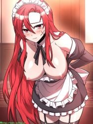 ai_generated breasts breasts_out garter_straps irina_philliard maid miniskirt nipples scar_on_face shy the_main_heroines_are_trying_to_kill_me webtoon webtoon_waifu