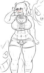 abs female_abs flex_maniac franktonius gastly gengar girl_abs hex_maniac muscle muscle_girl muscular muscular_female pokemon sportswear sweat sweating sweaty thick_thighs