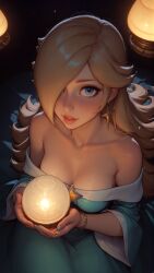 1girls ai_generated blonde_hair blue_eyes female looking_at_viewer mario_(series) nintendo princess_rosalina tagme