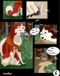 2008 aleu balto balto_(film) comic comic_page feral incest jenna_(balto) kodi lonewolf text text_bubble voyeur