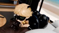 aineksfm big_ass big_butt big_penis blowjob femboy green_eyes latex latex_suit miraculous:_tales_of_ladybug_and_cat_noir miraculous_ladybug