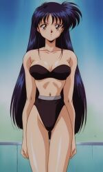 1990s 1990s_(style) 1girls ai_generated black_bra black_hair black_underwear brown_eyes kubota_jun medium_breasts meta: ova pixai retro retro_artstyle self_upload solo solo_female solo_focus tagme variable_geo