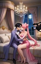 age_difference aged_up ai_assisted ai_generated almost_kissing bedroom big_breasts birthday bishoujo_senshi_sailor_moon camera cape chibi_usa cleavage crown double_bun evening_gown exhibitionism father_and_daughter filming gloves high_slit_dress holding incest king_endymion long_dress long_gloves long_hair long_twintails mamoru_chiba mask older_male older_male_and_younger_female ovate-shaped_bun pink_hair princess princess_lady_serenity recording red_eyes royalty sailor_moon suit tiara tuxedo twintails