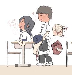 an0nymous9_(artist) annonanam blush body_fluids cute happy_sex heavy_breathing hentai legs_around_legs parody pussy_juice school_uniform schoolgirl table_sex vaginal_penetration womb xray_view