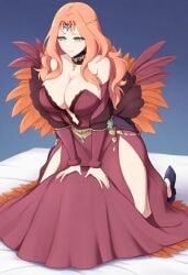 ai_generated cornelia_arnim dress female fire_emblem fire_emblem:_three_houses sitting sitting_on_another underneath underneath_clothing underneath_panties