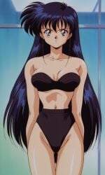 1990s 1990s_(style) 1girls ai_generated black_bra female hands_behind_back kubota_jun long_hair meta: ova pixai retro retro_artstyle solo solo_female solo_focus tagme variable_geo