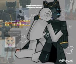 2boys blocky_body cap'n_orlandeau_（deepwoken） deepwoken felinor_(deepwoken) kissing male/male male_only roblox rubbing tagme y/n