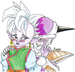 2boys dragon_ball dragon_ball_z freeza frieza gay male male_only shin_(dragon_ball) straight_hair yaoi