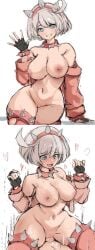 arc_system_works big_breasts black_gloves blue_eyes collage cowgirl_position elphelt_valentine fingerless_gloves guilty_gear heart large_ass multiple_images on_top patreon penis pink_bracelet pink_choker pink_headband pink_jacket pink_nipples pink_thighhighs rakeemspoon riding sex short_hair smiling spiked_bracelet spiked_collar spiked_thigh_highs unseen_male vaginal_penetration waving_at_viewer white_hair wide_hips