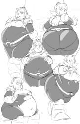 axel-rosered big_ass big_belly breasts fat mega_man mega_man_x multiple_poses nana_(mega_man) ripped_clothing sketch