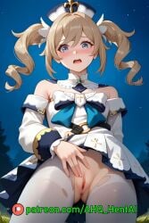 ahq_hentai ai_generated barbara_(genshin_impact) blush cute dress exposed_pussy female genshin_impact low-angle_view medium_breasts night pantyhose patreon perfect_body solo stable_diffusion torn_clothes torn_pantyhose worried