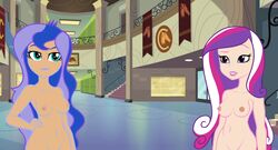 breasts dean_cadance equestria_girls friendship_is_magic my_little_pony naked nipples nude princess_cadance_(mlp) princess_luna_(mlp) tagme vice_principal_luna