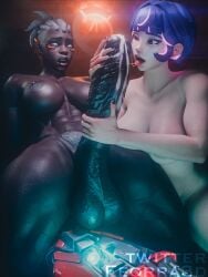 3d african asian asian_female breasts cum dark-skinned_futanari dark_skin fellatio female feorra3d futa_on_female futanari gilf grey_hair interracial interracial_sex juno_(overwatch) overwatch overwatch_2 sojourn_(overwatch) vaginal_penetration vietnamese vietnamese_female