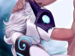 anthro big_penis blush caprine female fur furry fuzzybear human interspecies kindred lamb_(league_of_legends) league_of_legends male mammal mask open_mouth oral penis riot_games sheep straight