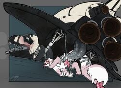 aircraft anal anal_sex benji_(artist) blush bodily_fluids bondage bound buran_shuttle duo erection genital_fluids genitals hi_res living_aircraft living_machine living_vehicle looking_back looking_pleasured machine male male/male male_penetrated male_penetrating male_penetrating_male not_furry penetration penile penile_penetration penis precum restraints sex simple_background size_difference space_shuttle spacecraft tail tongue tongue_out unknown_species vehicle