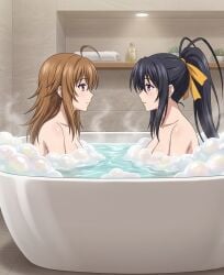 2girls age_difference ai_generated akeno_himejima bathing_together bathroom bathtub bubbles female_only foam high_school_dxd looking_at_each_other milf mother mother-in-law_and_daughter-in-law nude_female older_female_and_younger_female older_woman_and_younger_girl shared_bathing soap soap_bubbles steam venelana_gremory yuri