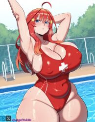 ai_generated angel_yukkis ass bathing_suit big_ass big_breasts breasts curvy_figure day female go-toubun_no_hanayome nakano_itsuki nipples oppai pool pussy sexy_female sexy_pose