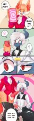 absol absurd_res anthro blush bodily_fluids canid canine clothing comic compliment delphox dialogue dialogue_box drooling duo exhibitionism fox fur generation_3_pokemon generation_6_pokemon genitals hair hi_res horny_imp hypnosis hypnotic_background hypnotic_eyes hypnotic_screen latex latex_clothing latex_legwear latex_topwear legwear male male/male mammal masturbation mind_control nintendo penis pink_eyes pokemon pokemon_(species) red_body red_eyes red_fur saliva thorns topwear undressing white_body white_fur white_hair