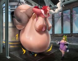 fishnets force_fed force_feeding foxgirl hogtie hyper_belly inflation rabid rabidbunny stuffed_belly stuffing