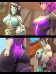 2girls 3d 3d_animation animated annoyed_expression ass ass_envy ass_vs_breasts big_ass big_breasts blender blonde_female blonde_hair blue_eyes bragging breast_envy breasts clone female forest huge_ass huge_breasts hylian jealous jealous_female jealous_look jealousy looking_at_ass looking_at_breasts looking_at_each_other looking_at_partner mp4 nurico paladins skye_(paladins) tagme thick_ass thick_thighs video walk_cycle walking walking_together ying_(paladins)