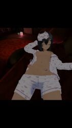 animated breasts corrin_asumi futa_focus futanari getting_erect laying_on_back laying_on_bed morning_wood pajamas_down shorter_than_30_seconds sleeping solo_futa tagme video vrchat vrchat_model waking_up