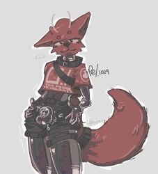 1boy anthro black_latex boy buttplug chastity_cage chastity_device choker collar flat_chastity_cage fox_ears fox_tail foxboy latex latex_clothing leaking_precum male male_only posing posing_for_the_viewer red_fur shiny_latex smug tight_clothing vibrating_buttplug