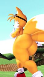 3d 3d_(artwork) anthro ass big_ass big_butt canine femboy focus_on_ass fox furry gay huge_ass miles_tails_prower only_male shortstack sonic_(series) sonic_the_hedgehog_(series) tails_the_fox thick_thighs wide_hips