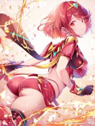 ass back_view female fire pyra pyra_(xenoblade) red_eyes red_hair ui_frara xenoblade_(series) xenoblade_chronicles_2