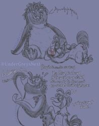 anthro anus asking_for_consent avian balls beak beak_fetish beak_play beak_sex beakjob bird bodily_fluids body_tattoo chicken chicken_joe cum cum_in_mouth cum_inside dated dialogue duo eating eating_food emperor_penguin english_text feather_hands feathers feet flippers galliform genital_fluids genitals hand_on_head hand_on_penis head_feathers humanoid_genitalia humanoid_penis looking_pleasured lying male male/male on_front open_mouth oral orgasm_face overweight overweight_male penis phasianid purple_background saliva sequence sex signature simple_background sitting standing surf's_up tail tail_feathers talons tattoo text toes tongue tongue_out undergreysnest watermark zeke_topanga