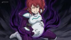 ai_generated animated animated_gif bloated_belly bloated_stomach bloated_tummy female_villain freckles freckles_on_face ginger ginger_female ginger_hair gritted_teeth gritting_teeth gundam gundam_00 in_pain large_breasts mobile_suit_gundam nena_trinity one_eye_closed pain ponytail ponytail_female pregnant pregnant_belly pregnant_female red-haired_female suffering villainess yellow-eyed_female