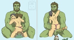 after_sex anal anal_sex ass ass_grab big_dom_small_sub big_penis comic domination duo_focus facial_hair gay hairy_dom human human_male humansub imminent_sex light-skinned_male light_skin livesinabag male male/male male_only monster monster_on_male multiple_positions ogre orc orc_male orc_on_human panties_aside sharing_partner size_difference spread_anus spreading submissive thong threesome yaoi