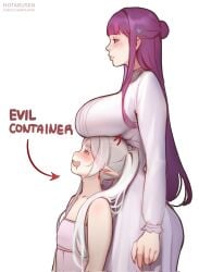 2026 2girls absurd_res big_breasts blush breasts breasts_bigger_than_head breasts_out busty busty_female elf elf_ears elf_female enormous_breasts female female_only fern_(sousou_no_frieren) frieren frieren_beyond_journey's_end gigantic_breasts height_difference hotaru_sen huge_breasts hugging large_breasts lesbian_couple long_hair looking_at_viewer massive_breasts nude nude_female ponytail purple_eyes purple_hair size_difference size_play smile sousou_no_frieren thick_thighs thighhighs tits_bigger_than_head tits_out white_hair white_thighhighs yuri