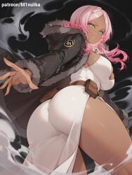 1girls ai_assisted ai_generated blue_eyes dark-skinned_female dark_skin en'en_no_shouboutai enen_no_shouboutai fire_force minutka nsfw pink_hair pink_pupils princess_hibana