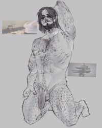 1male arm_up beard big_cock big_penis blush buff glasses guts_&_blackpowder guts_and_blackpowder hairy hairy_armpits hairy_balls hairy_body hairy_chest hairy_legs hairy_male long_hair male male_only moustache naked naked_male oc oc_character soft_cock thick_penis