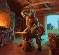 anvil blacksmith dragon fire hammer male male_only nude penis scalie sunhuiz tools