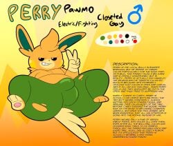 absurd_res belly bulge bully character_description chubby chubby_belly chubby_male closeted description english_text fur generation_9_pokemon green_pants hand_up hi_res homosexual homosexual_male laying_down laying_on_back legs legs_apart legs_spread legs_up lore male male_symbol model_sheet nintendo orange_fur pants pawmo pawpads paws peace_sign perry_(tepigfan101) pokemon pokemon_(species) pokemon_mystery_dungeon_through_thicc_and_thin_(comic) pokemon_only ripped_clothing ripped_pants smirk smirking smirking_at_viewer spread_legs spreading sweat_pants tail tepigfan101 v_sign