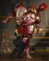 3d anus_focus anus_worship bbw big_breasts big_penis breasts cleavage excalibur_(warframe) face_in_ass female female_rimming_futa futa_on_female futanari huge_breasts huge_cock hyper_penis overweight penis qzk_forte rimjob rimming thick_thighs valkyr_(warframe) warframe wide_hips